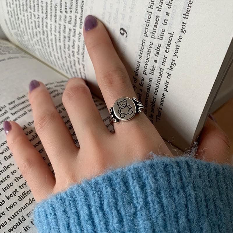 Rings Modern Copper For Women Trendy Cartoon Character Design Beautiful Geometric Style