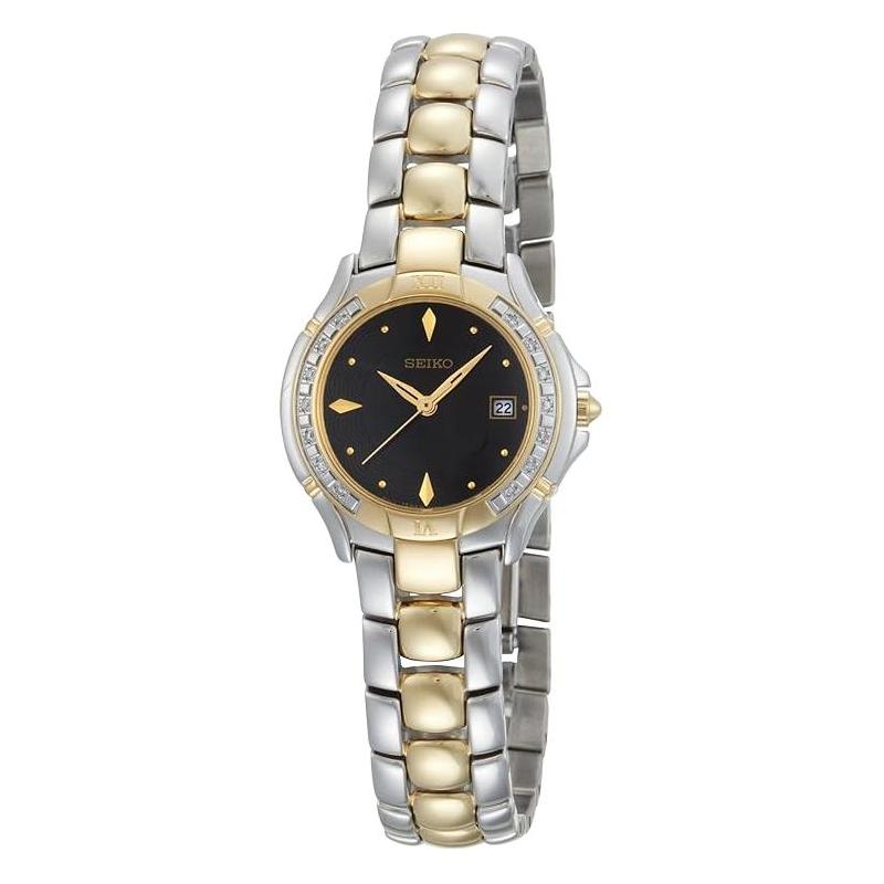 

SEIKO 50 meters waterproof Quartz Steel Strap 28mm women s watch black dial SXDB08