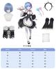 Cosplay Deluxe Edition Rem Cosplay Ram Maid Anime Halloween Stage Chinese School Starting Life in Another World Maid [Nou-satsu] ReZero Costume,