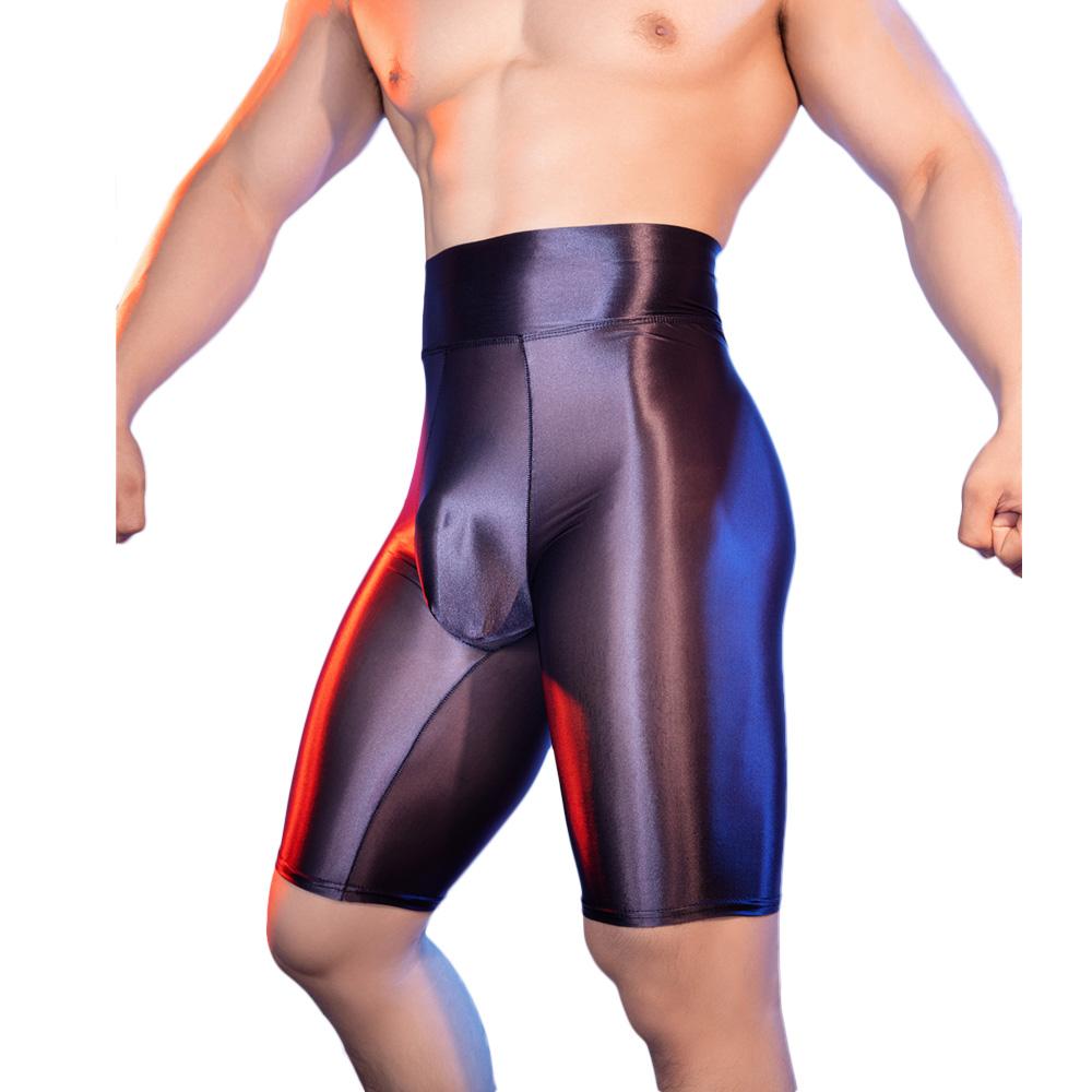 Sexy pánské U-výztužné pouzdro Vysoký pas Boxerky Olejově lesklé Sexy Tanga Olejově lesklé Průhledné Poloviční krátké spodní prádlo Gay oblečení