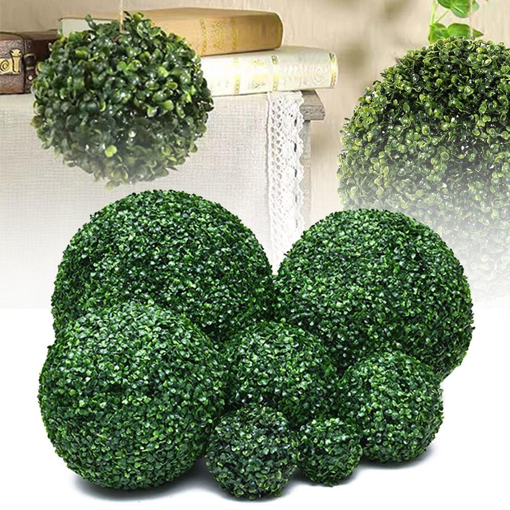 Multi-Size Artificial Green Grass Ball Green Purple Greenery Plants Ball  Indoor Outdoor
