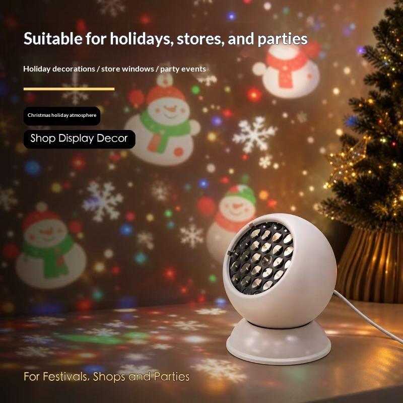 Led Snowflake Christmas Ambient Projector Light Lenses 360 Rotating Base For Bedroom Party Living Room Decor