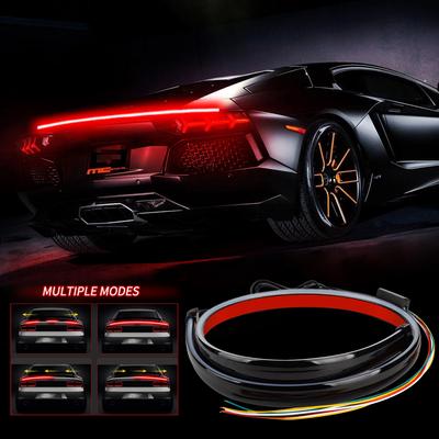 MIHAZ 1m LED Spoiler Lights For Car Universal Black Carbon Fiber Car Spoiler The Third Rear Tail Wing Led Stop Signal Lights