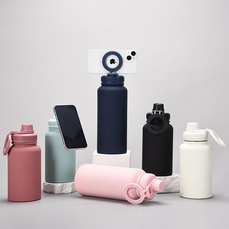 Mobile Phone Magnetic Bracket Water Cup Outdoor 650Ml Large Mouth Thermos Cup Stainless Steel Sports Water Bottle
