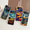 Phone Cover For Samsung Galaxy Z Flip 6 5 4 Case Transparent For Samsung Z Flip 3 Hard PC Foldable Shell Oil Painting Art Capas