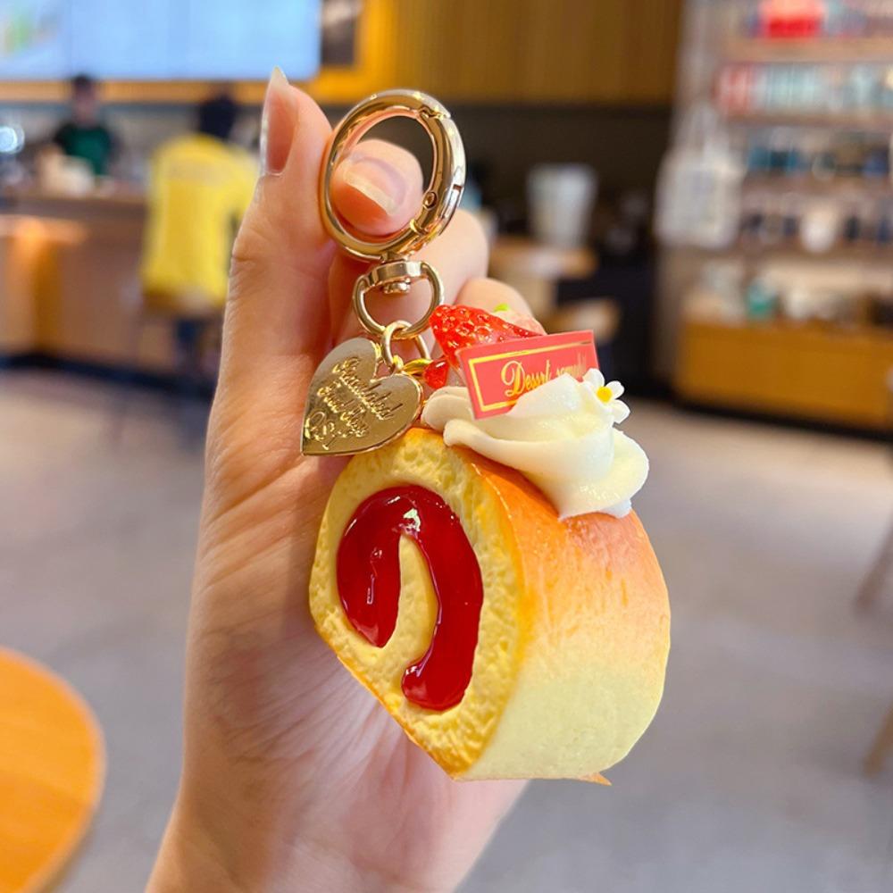 Stress Relief Strawberry Swiss Roll Squeeze Toy Cake-Shaped Stress Toy For Kids Adults