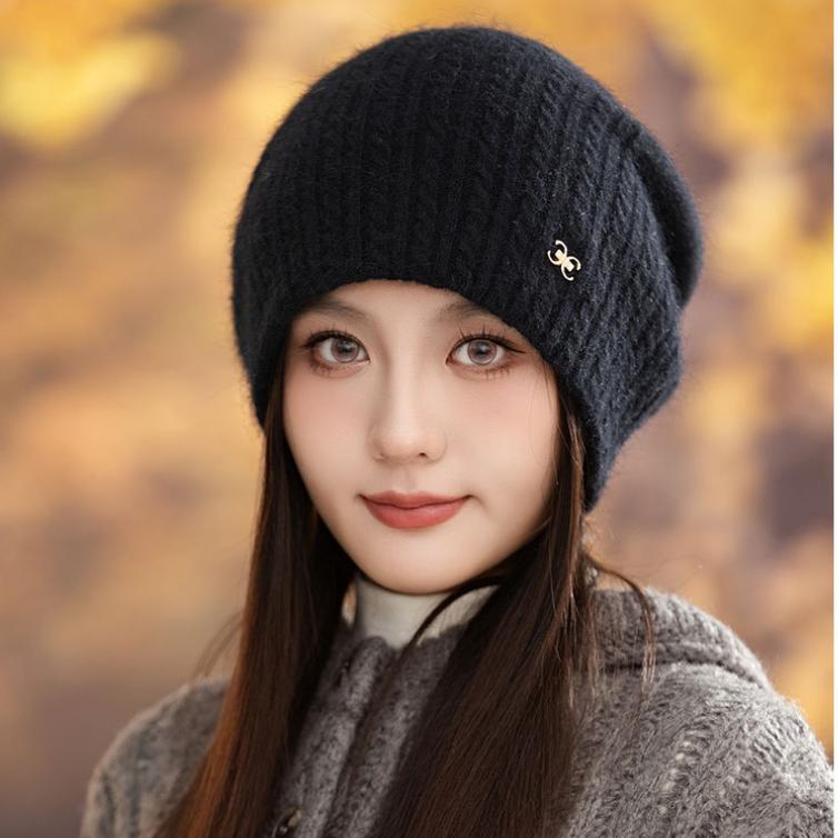Women Winter Warm Ear Protection Knitted Hat Female Cute Pullover Wool Hat