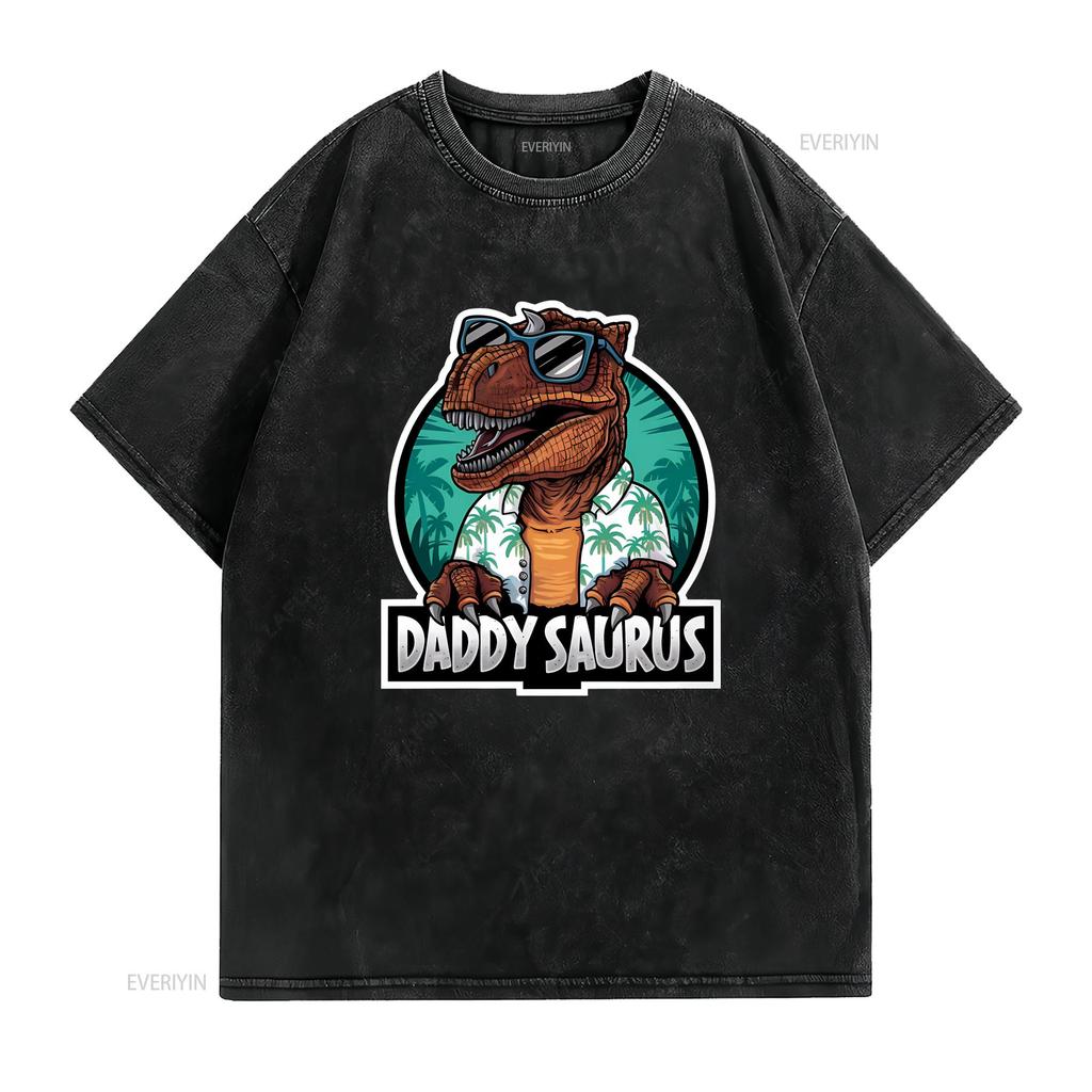 Daddy Saurus T Shirt For Dad On Father's Day Birthday Or Christmas From Son Daughter Funny Father vintage Washed Soft Stylish
