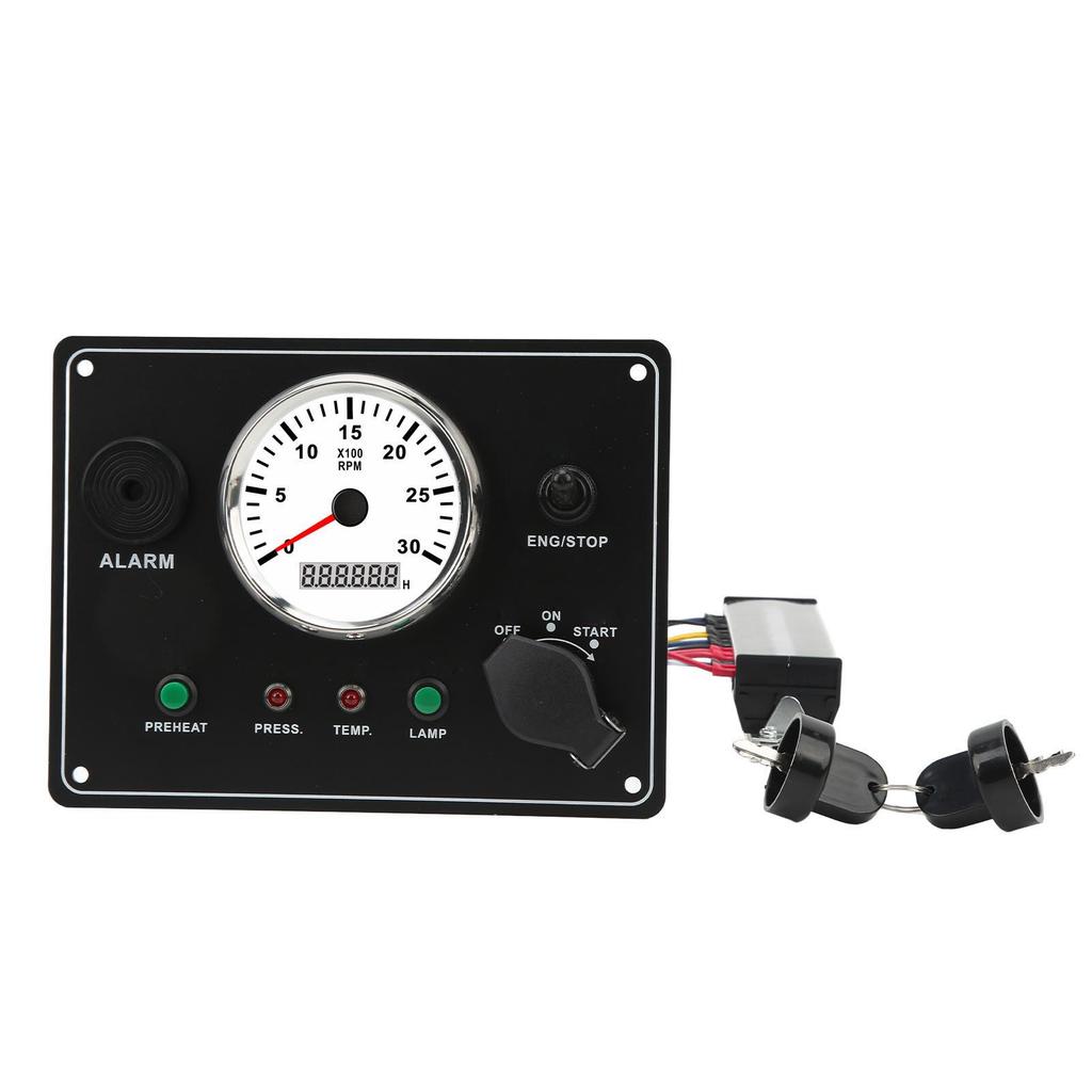 Multifunction Tachometer Panel 3000RPM Oil Pressure Water Temperature Alarm Engine Gauge Panel 12V