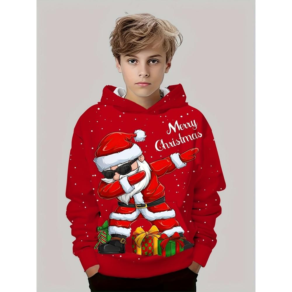 2026 Kids Boys Clothes Christmas 3D Printed Hoodie Long Sleeve Casual Winter Pullover Sweatshirt Fashion Party Children Hoodie