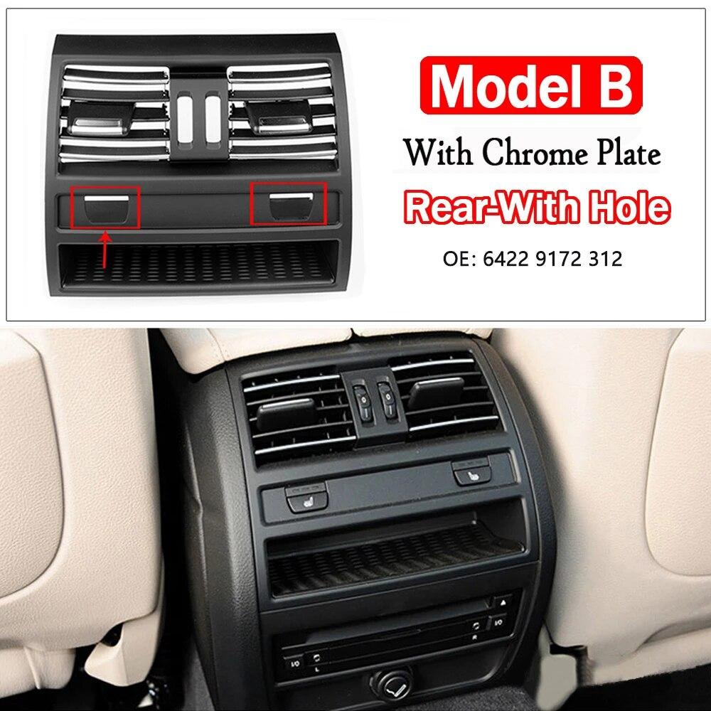 Bakre ventilationsgaller för friskluft, kromad, enfärgad svart panel för BMW 5-serie F10 F11 F18 520i 523i 525i 528i 535i