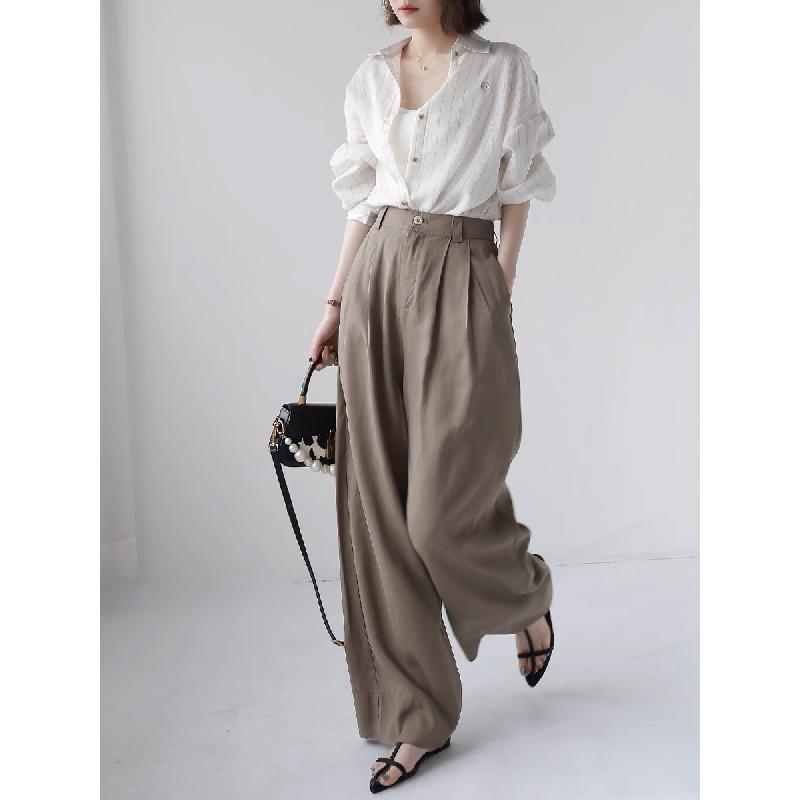 2026 New Loose Sun-Protective Striped Cotton-Linen Long-Sleeve Shirt for Women, Mid-Length Outerwear