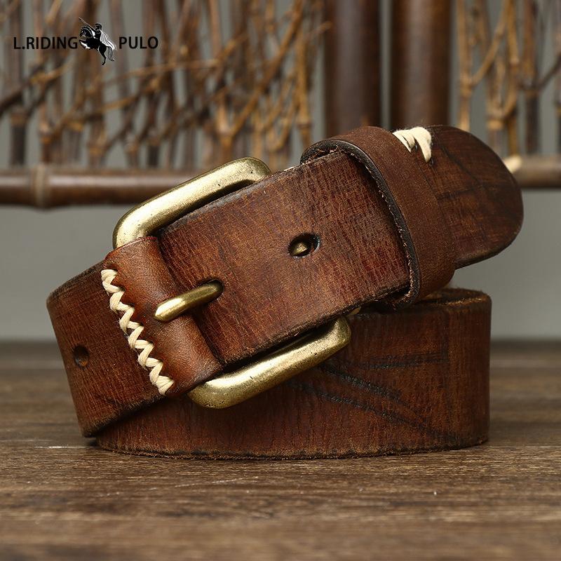 Vintage Genuine Leather Cowhide Belt Men's Genuine Leather Pin Buckle Korean Style Personality Trend Jeans Belt