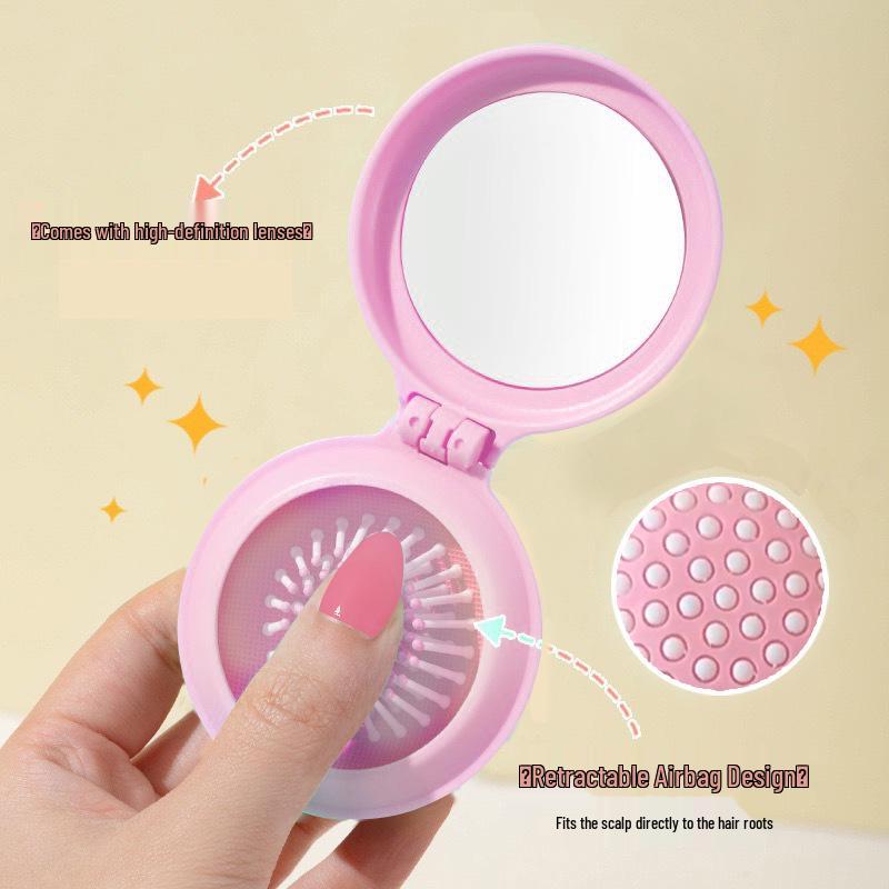 Candy Color Portable Hairdressing Comb with Mirror – Cushion, Airbag, and Massage Features