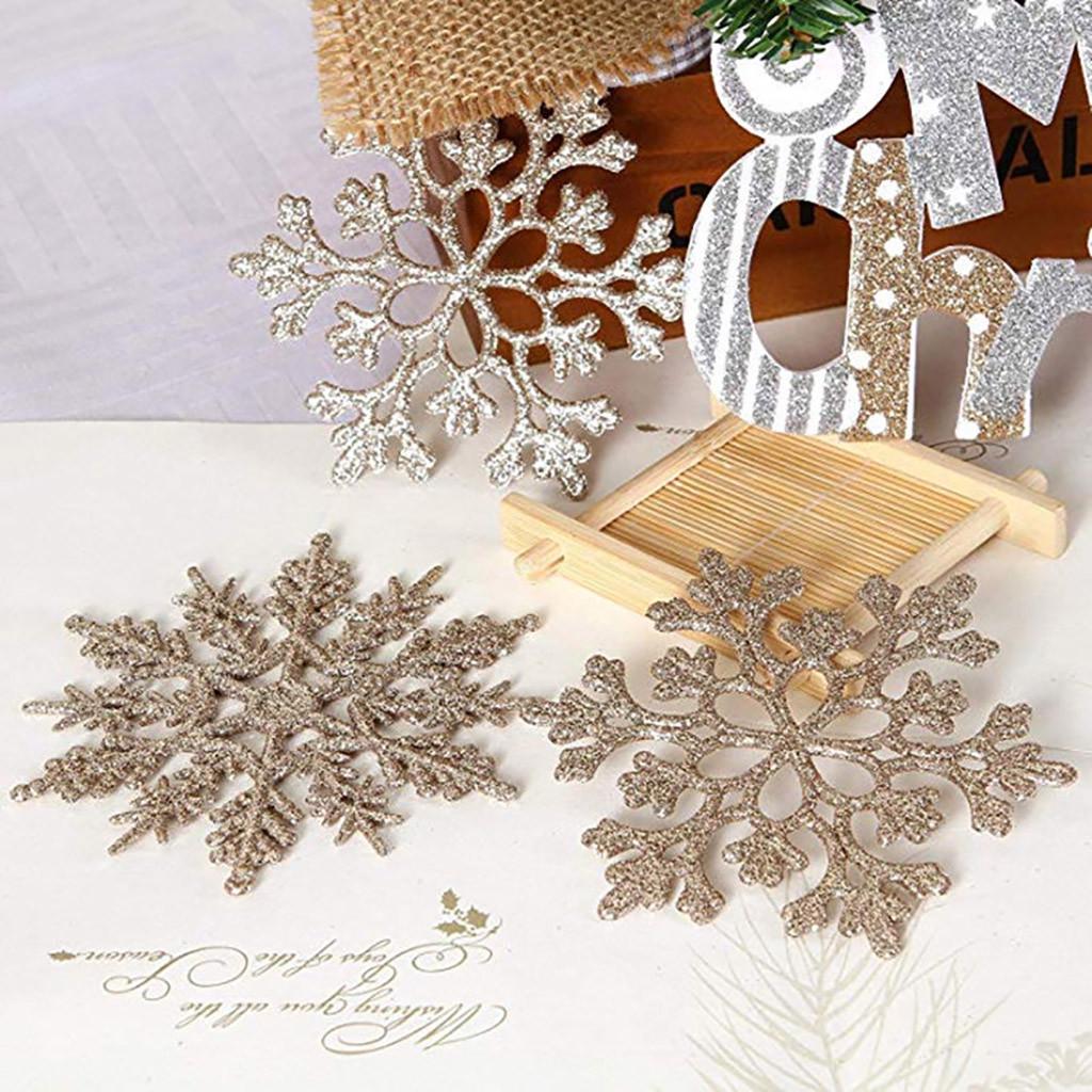 10Pcs Glitter Snowflake Christmas Ornaments  Tree Hanging Decoration 10cm