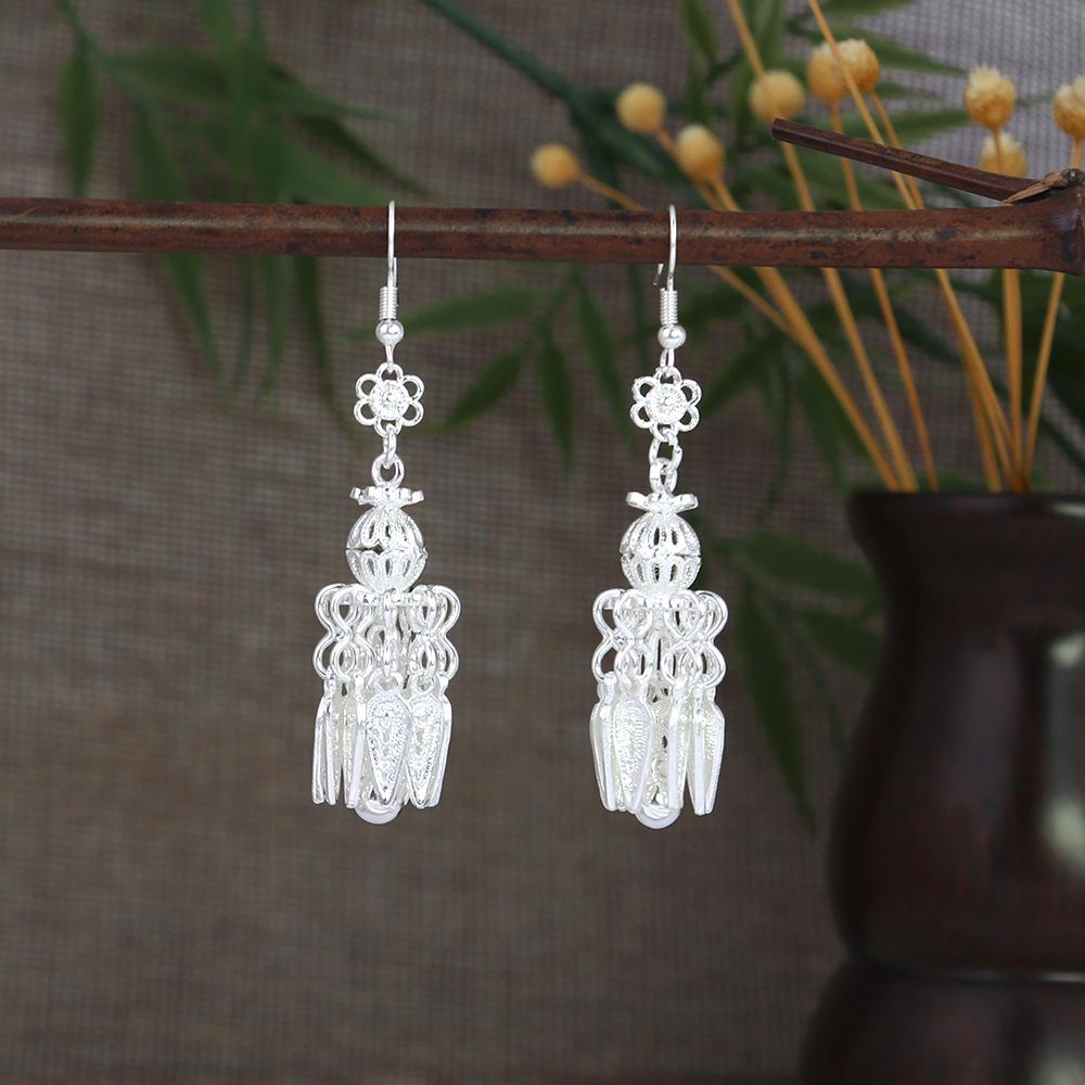 Miao Long Silber Quastenohrringe: Ethnischer Stil, Leichter Luxus, Übertriebenes Design für Frauen