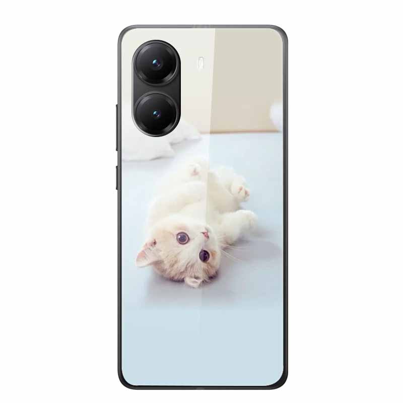 Glass Case for Poco X7 pro Luxury Phone Back Capa Lovely Case for PocoX7pro X 7 pro Hard Tempered Shield Animals Cartoon Cover