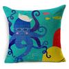 Exquisite 18" Blue Sea Animal Cotton Linen Cushion Cover For Stylish Living Spaces