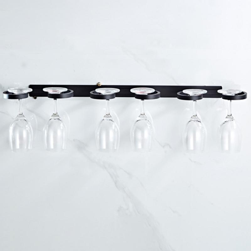 Set of 2 Under Cabinet Wine Glass Hangers Elegant Metal Stemwares Rack Wall Mounted Glass Holder for Kitchen Bars