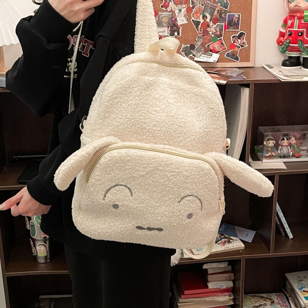 Crayon Nohara Shinchan Shiro Themed Plush Backpack Anime Schoolbag Peripheral