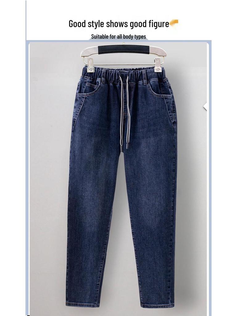 Damen Plus Size Jeans mit Fleece-Futter und hohem Bund mit elastischem Bund - Lässig, Locker und Schlankmachend