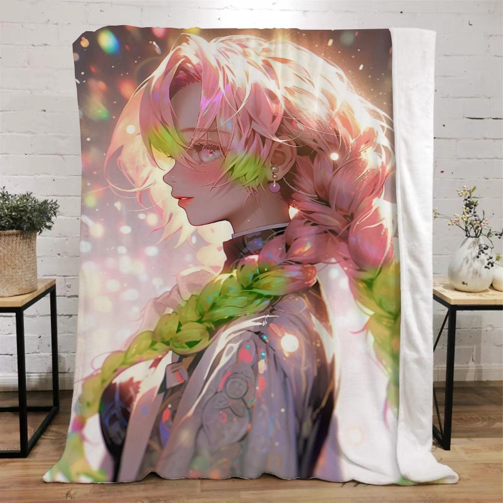 Demon Slayer-Kanroji Mitsuri Warm Winter Blankets for Sofa Cover Blanket Beach Towel Luxury Bedding Fluffy Plaid Bed Throw Knee