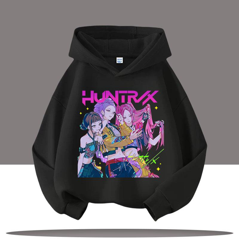 K-pop Mikiny Lovců démonů Chlapci Dívky Dlouhý rukáv Svrchní oděv Saja Chlapecký potisk Mikina s kapucí pro děti Módní svetr Dětské topy