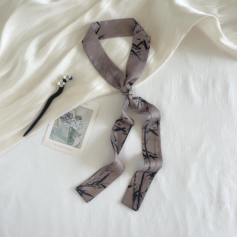 "Frühling Neu Antiker Stil Druck Seidenschal & Chinesisches Band Haarband"