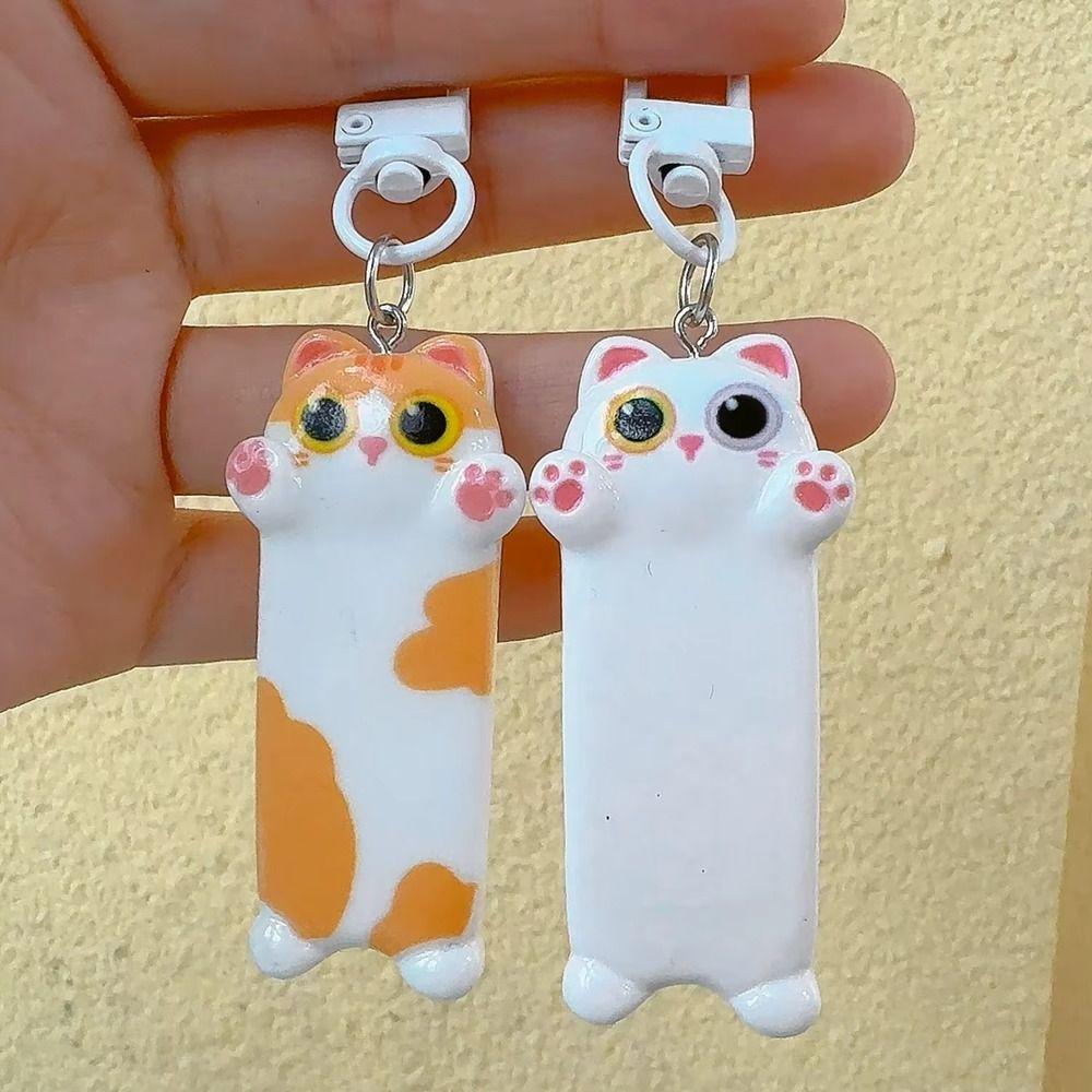 Kawaii Resin Cat Keychain Bag Accessory Purse Decoration Seeking A Hug Cat Car Keyring Children's Gift