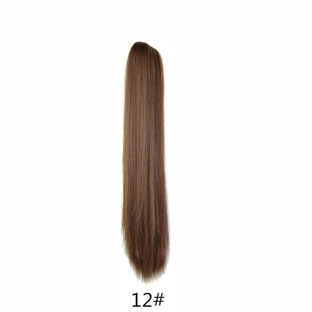 Synthetische Pferdeschwanz-Haarverlängerungen, lange, gerade Klaue, Clip-in/on-Pferdeschwanz für Frauen, tägliche Party, 55,9 cm, hitzebeständiges Kunsthaar
