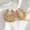 Rough woven twisted flower circle earrings retro and old gold twist personalized versatile earrings
