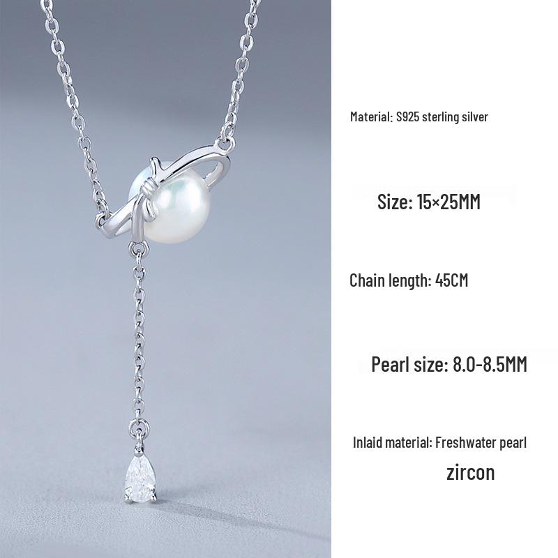 Fashionable Ins Style Freshwater Pearl Necklace for Women - S925 Sterling Silver, Versatile High-End Jewelry Clavicle Chain S925 Sterling Silver