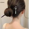 Vintage Chinesischer Stil Holz Haarstäbe für Frauen Mädchen Mond Quaste Haarnadel Haarspange Hanfu Kopfschmuck Schmuck Haarschmuck