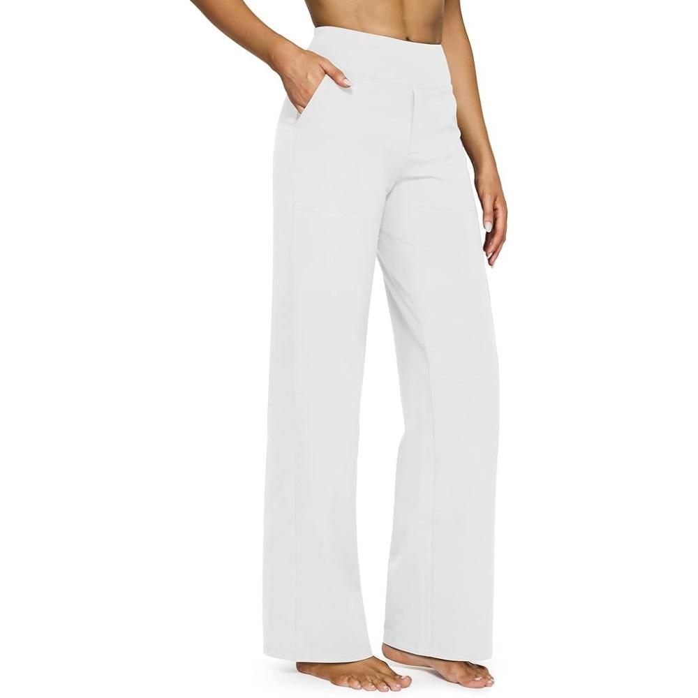 Pantaloni Casual a Vita Alta Gamba Dritta Tasche Ampie Pantaloni Yoga Donna Vestibilità Rilassata Pantaloni Sportivi