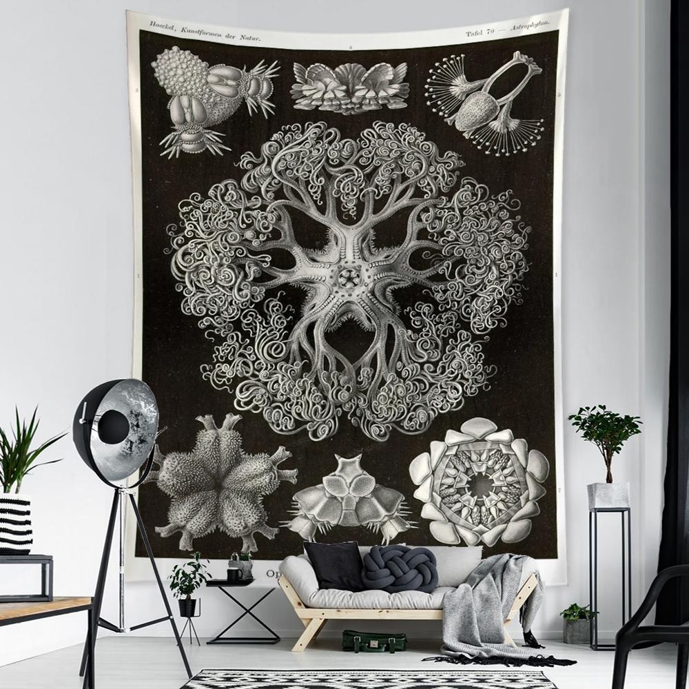 Meeresleben Beispielbild Wandteppich Wandbehang Tarotkarte Hippie Böhmischer Stil Psychedelische Kunst Heimdekor