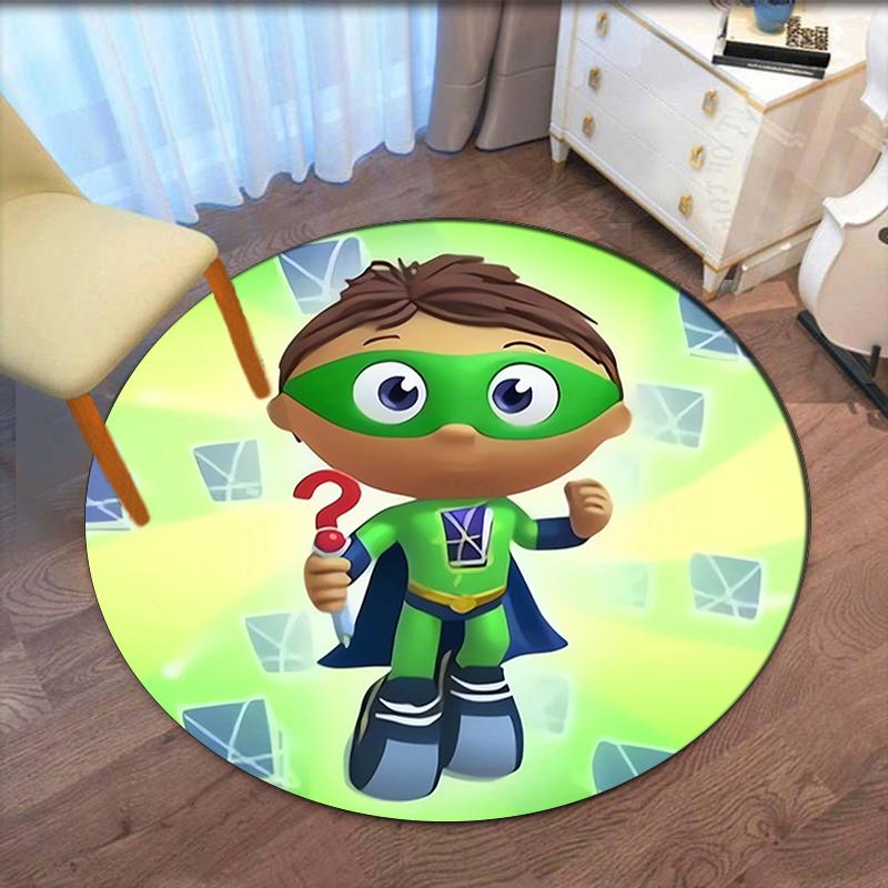 Super Why Printed Round Rug Carpet Chair Rug Area Rug Entryway Doormats,for Office Chair Living Room Bedroom Kitchen Room.