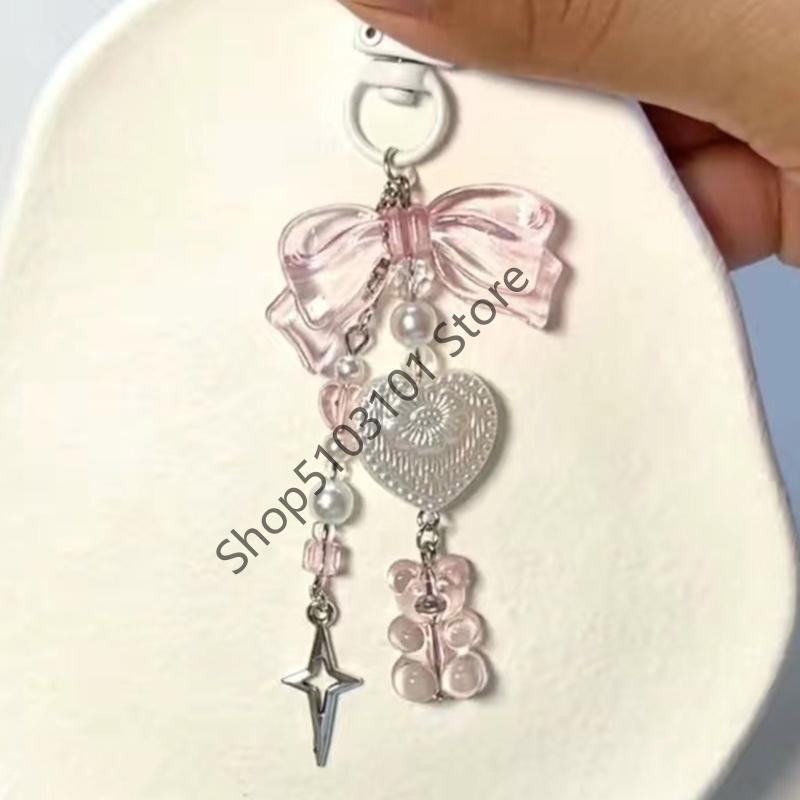 X6HE Bear Wing Headphone Charm Pendant Chain Phone Straps Pocket Keychain Strap