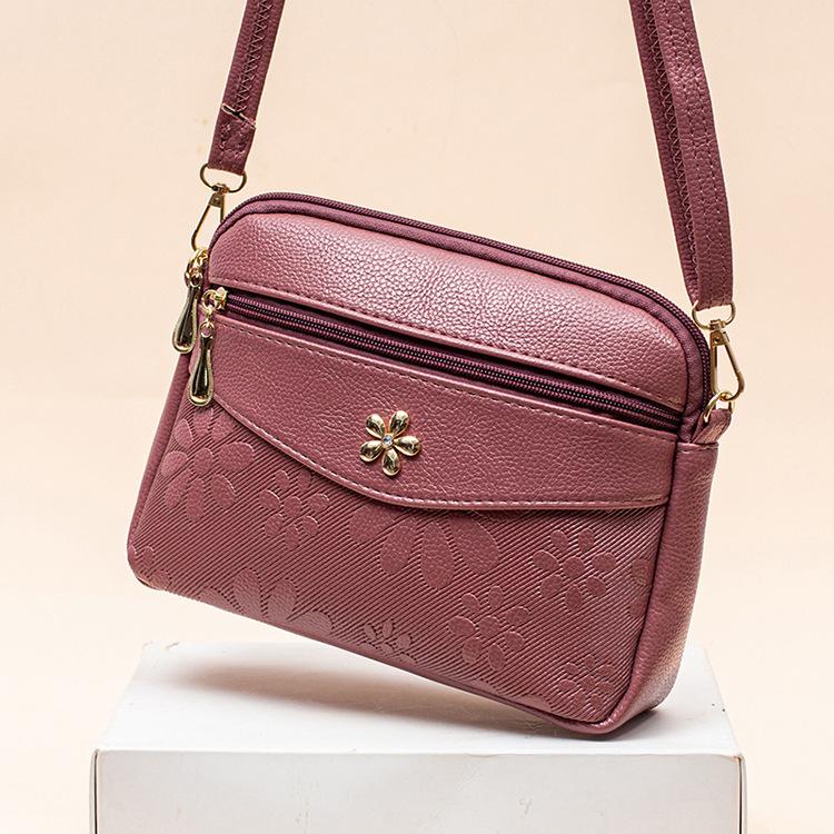 Jmg Bags Women's Purple Large-Capacity Bags, Bags, Middle-Aged And Elegant Mother's Printed Single-Shoulder Bag, Waterproof Crossbody Messenger Bag