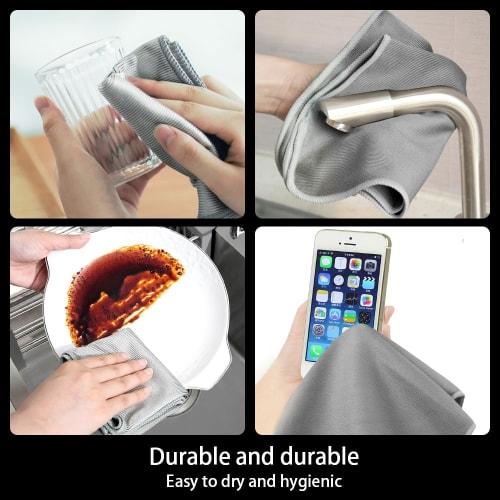 SINLAND Quick-Drying Microfiber Glass Wiping Cloths, Kitchen Dish Cleaning Towels, 6-Count, 30cm x 40cm, Gray