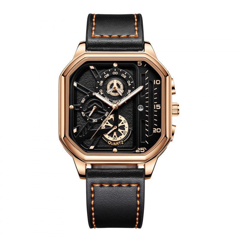 Square Men'S Watch Fashion Watch Double Dial Temperament Student Watch