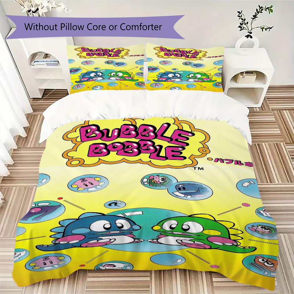 Bubble Bobble Pattern Bedding,Quilt Set Quilt Cover Pillowcase Home Birthday Gift(1 * duvet cover + 2 * pillowcase, without core)_lx