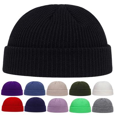 Autumn Winter Fashion Melon Skin Hat Solid Color Outdoor Windproof and Cold Proof Landlord Hats Wool Cap Warm Knitted Caps