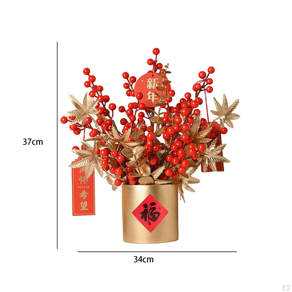 Artificial Floral Pot Chinese Collectible Party Decor Decorative Desk Ornament Decoration Year