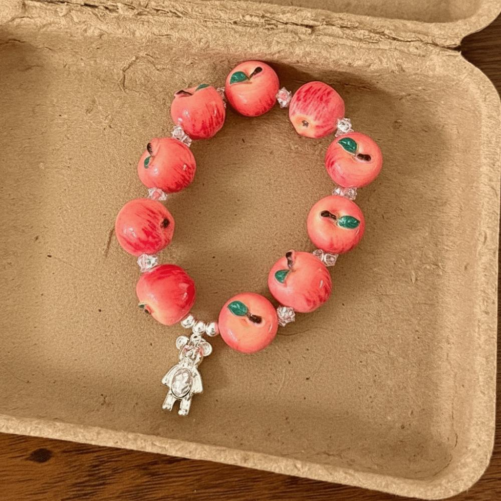 Cartoon Fruit Resin Bracelet Vibrant Colors Y2K Beaded Bracelet Best Friends Matching
