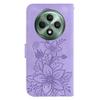 For Oppo Reno12 F 5G Case Lily Flower Imprint Leather Phone Cover with Stand