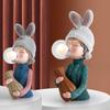 Nordic Luxury Human Statue Sculpture Decoration Table Lamp Hat Girl Decor Figurine Art Resin Table