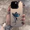 Dark Blue Butterfly Art Phone Case for iPhone 17 16 15 14 13 12 11 Series Pro Max Plus
