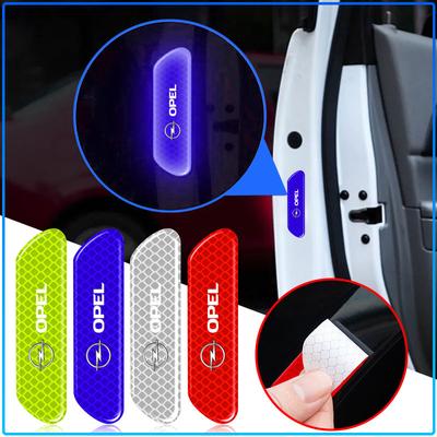 4PCS Car Door Safety Warning Reflective Mark Sticker Emblem For Crosa D Astra H Insignia Astra J Zafira B Mokkaastra Vivaro Astra G