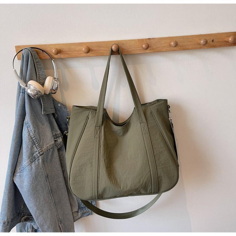 New Nylon Cloth Bag Fashionable Japanese Simple Solid Color Shoulder Commuting All-matching Large-capacity Tote