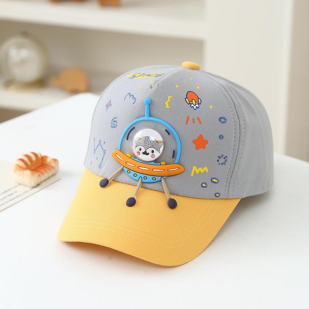 Korean-Style Kids' Cute Cartoon Spaceship Baseball Cap with Sun Protection